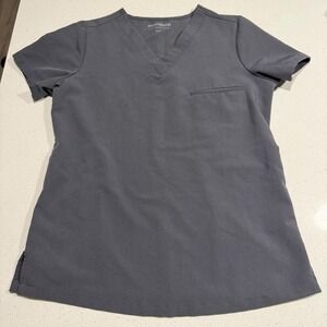 Mandala Medical One Pocket Scrub Top Women  XXS Gray Short Sleeve Equa Tek